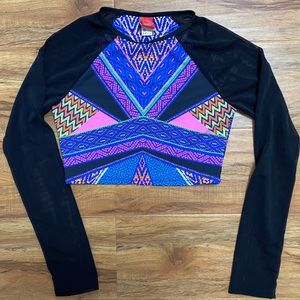 Red Carter cropped printed rashguard